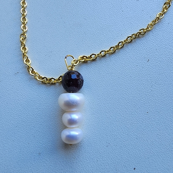 Faux Fresh Water Pearls Set In Goldtone Necklace & Earring Set White Purple Gold - Picture 8 of 11